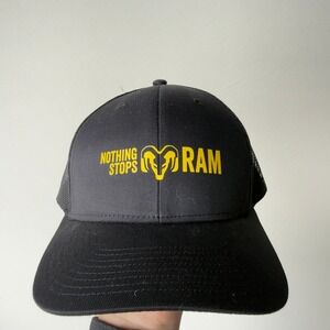 RAM Nothing Stops Logo Black Mesh Back Cap Snapback Trucker Dodge Trucks